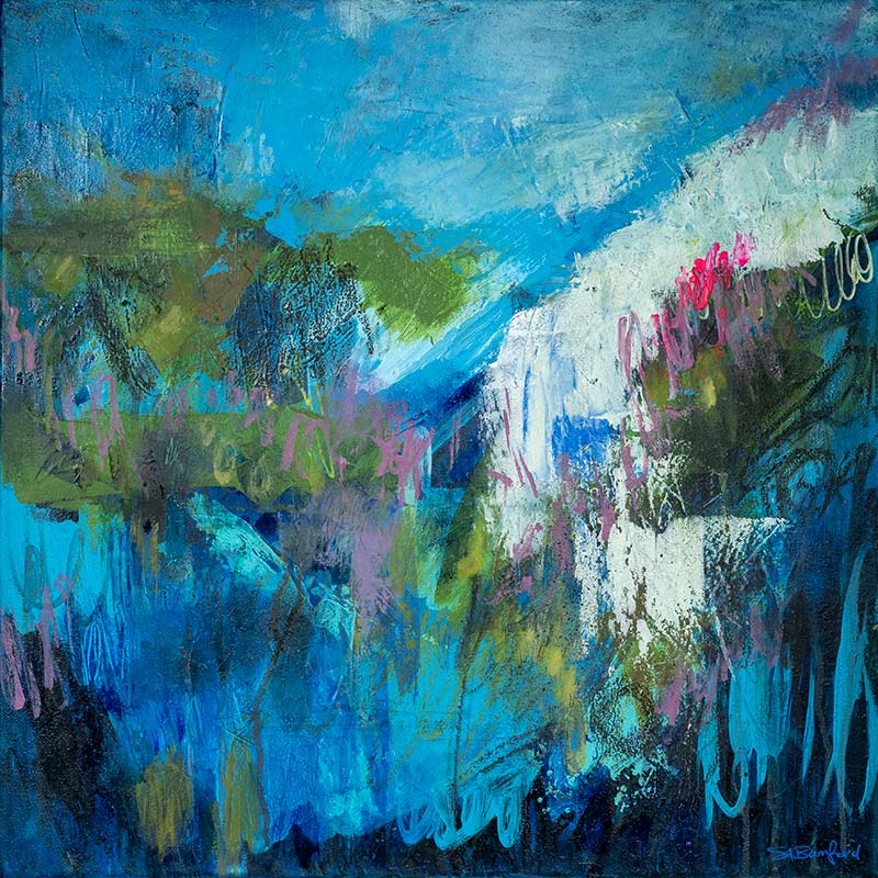 Abstarct landscape painting. The wild spirit of the sea and woods - Susan Bamford Art - original painting