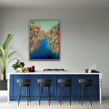 Large abstract painting inspired by wildflowers on the coast - Susan Bamford Art