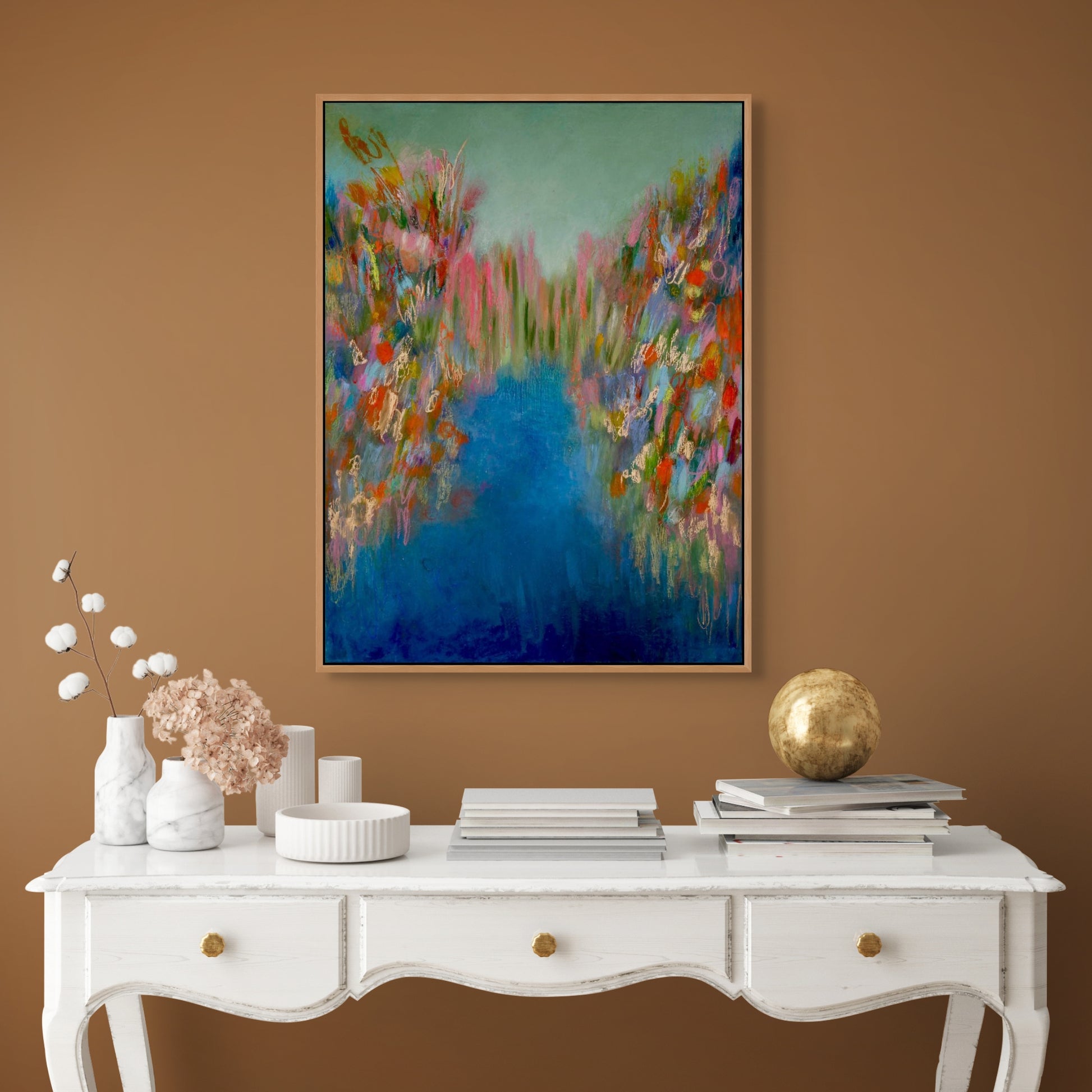 Large abstract painting inspired by wildflowers on the coast - Susan Bamford Art