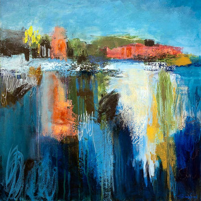 Medium sized abstract landscape painting. - Susan Bamford Art