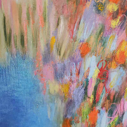 Large abstract painting inspired by wildflowers on the coast - Susan Bamford Art