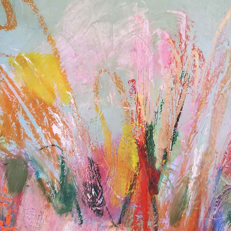 Large abstract painting inspired by wildflowers on the coast - Susan Bamford Art