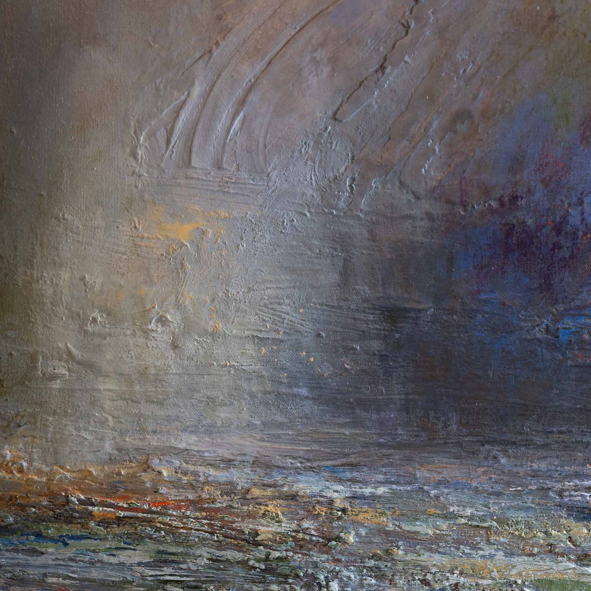 close up of PAINTING showing deep rich colours and texture