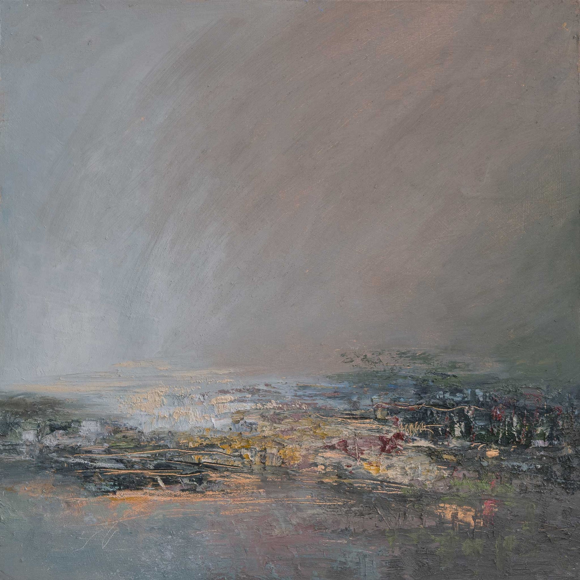 Abstract painting of a landscape with muted colors