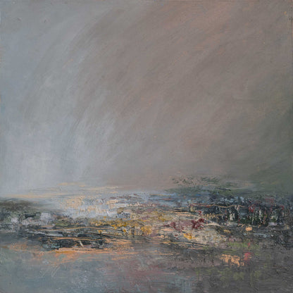 Abstract painting of a landscape with muted colors