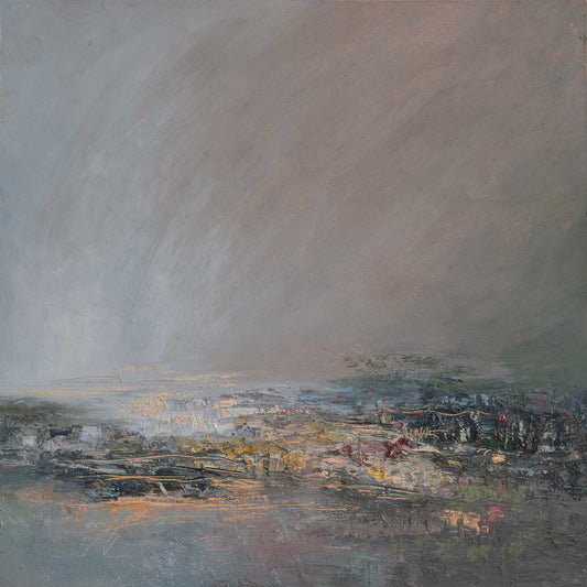 Abstract painting of a landscape with muted colors