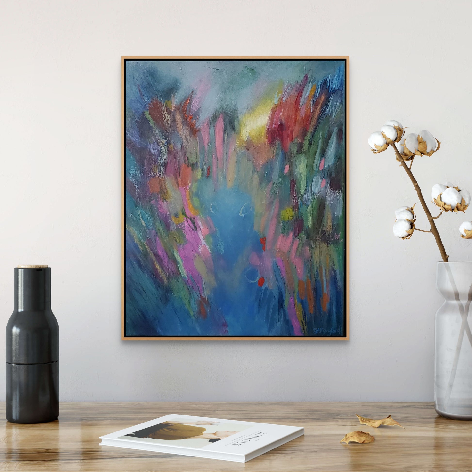 Abstract painting inspired by wildflowers and the sea - Susan Bamford Art