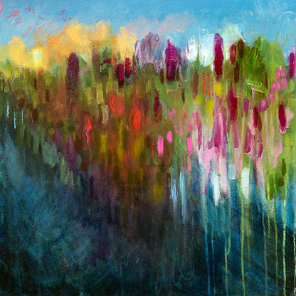 Abstract landscape mixed media painting - Susan Bamford Art