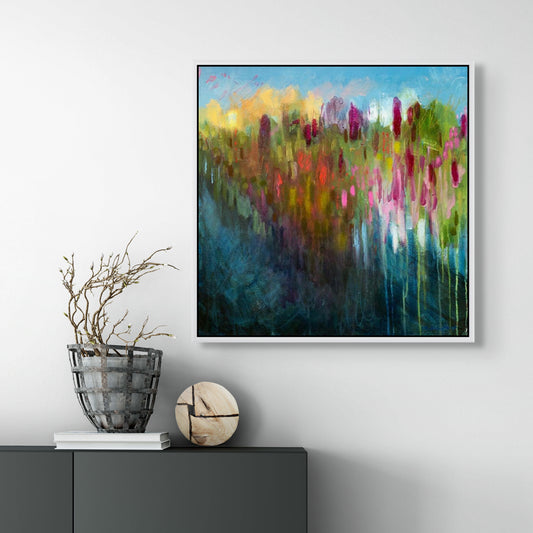 Abstract landscape mixed media painting - Susan Bamford Art