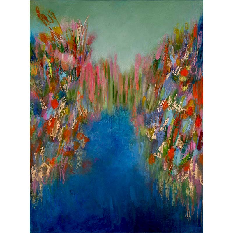 Large abstract painting inspired by wildflowers on the coast - Susan Bamford Art