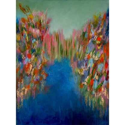 Large abstract painting inspired by wildflowers on the coast - Susan Bamford Art